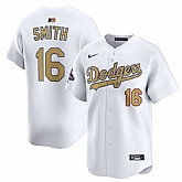 Men's Los Angeles Dodgers #16 Will Smith White 2025 Gold Collection Limited Stitched Jersey Dzhi,baseball caps,new era cap wholesale,wholesale hats
